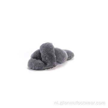 Echte wollen schapenvacht dubbele riem slippers